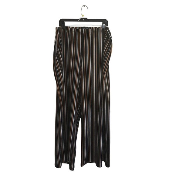 Slinky Brand Pants Women's Size 2X Brown Black Stripes Wide Leg Stretch - Picture 1 of 4